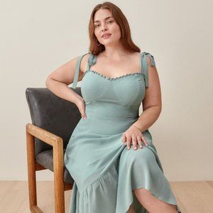 REFORMATION Nikita Dress Celadon Teal Blue Green {S4}
